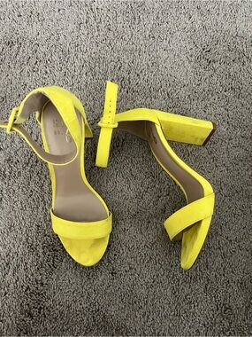 Mix No. 6 Yellow Block Heel Sandals with Ankle Strap